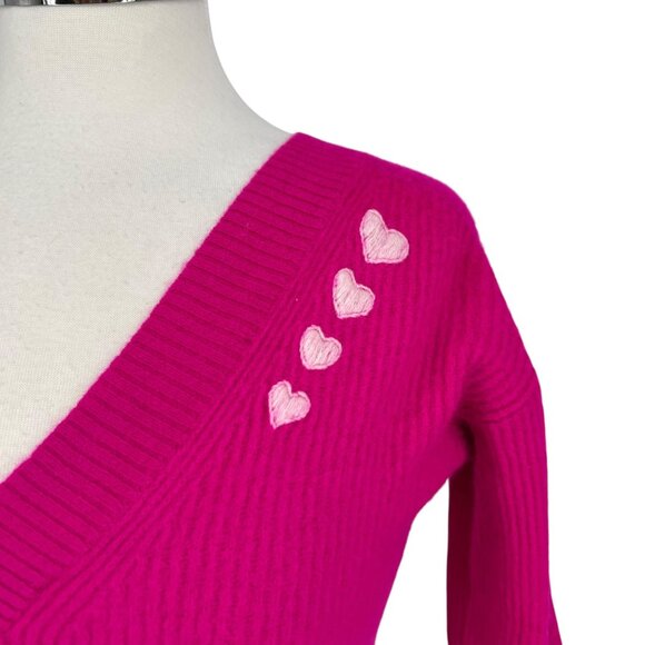 Charter Club Cashmere Heart Patch V-Neck Sweater Pink Size Small - Picture 3 of 10